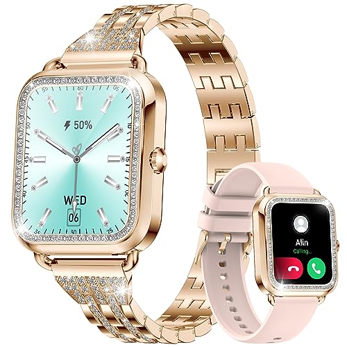 LIGE Smartwatch Damen mit Telefonfunktion, 1,57' Strasssteinen...