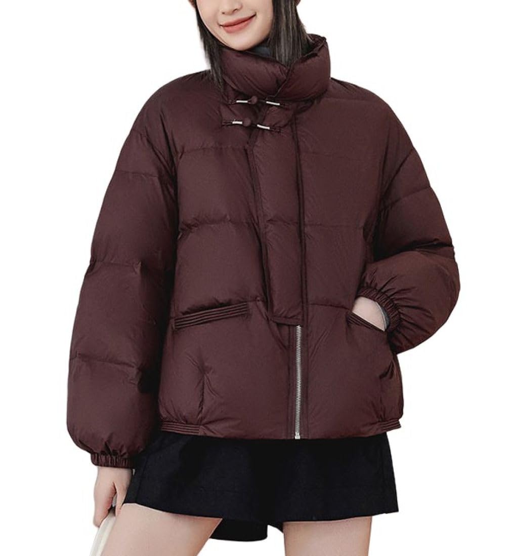 BrOleo Chaqueta Acolchada Mujer,Chaqueta Acolchada Ligera Y Cálida con Cuello Alto,Abrigo A Prueba De Viento con Bolsillo,Chaqueta Aislante,Trabajo Al Aire Libre,Regalos para Damas Otoño Invierno