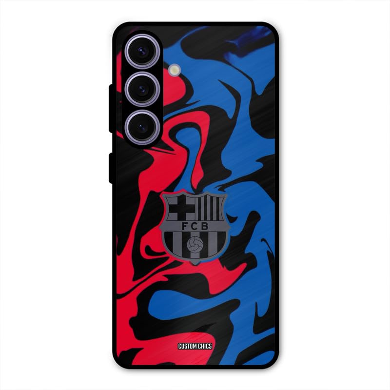 Image of PrintShield FC Barcelona Comic Back Cover for Samsung Galaxy S24, Shockproof Printed Phone Case with Soft TPU Sides & Anti-Slip Grip