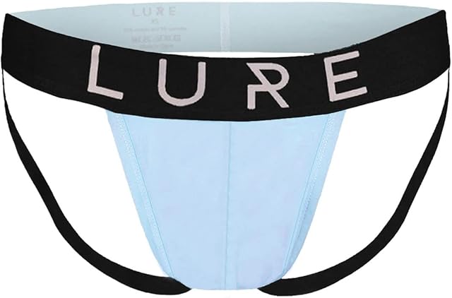 LURE Men's Jocks Underwear - Breathable Cotton Waistband, Gents Hip Comfortable Underpants with Soft Stretch Elastic, Athletic Supporter Undergarment and Jockstrap for Men (M, Icy Blue)