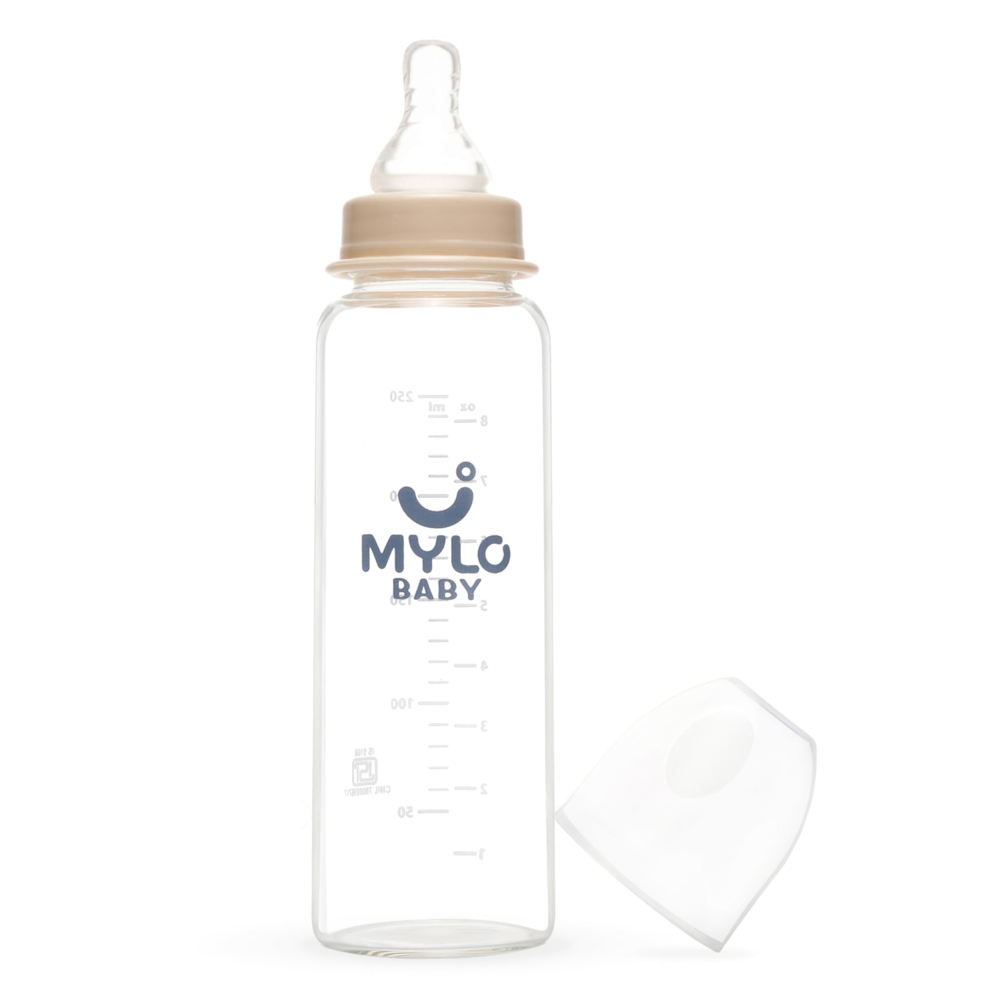 Mylo Baby Glass Feeding Bottle 250ml | BPA Free | Anti-Colic | 100% Food Grade | Feels Natural Baby Bottle | Stain & Odor Free-image-36