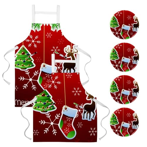 Tablier de cuisine lot de 2 réglable avec poches pour restaurant et bistrot