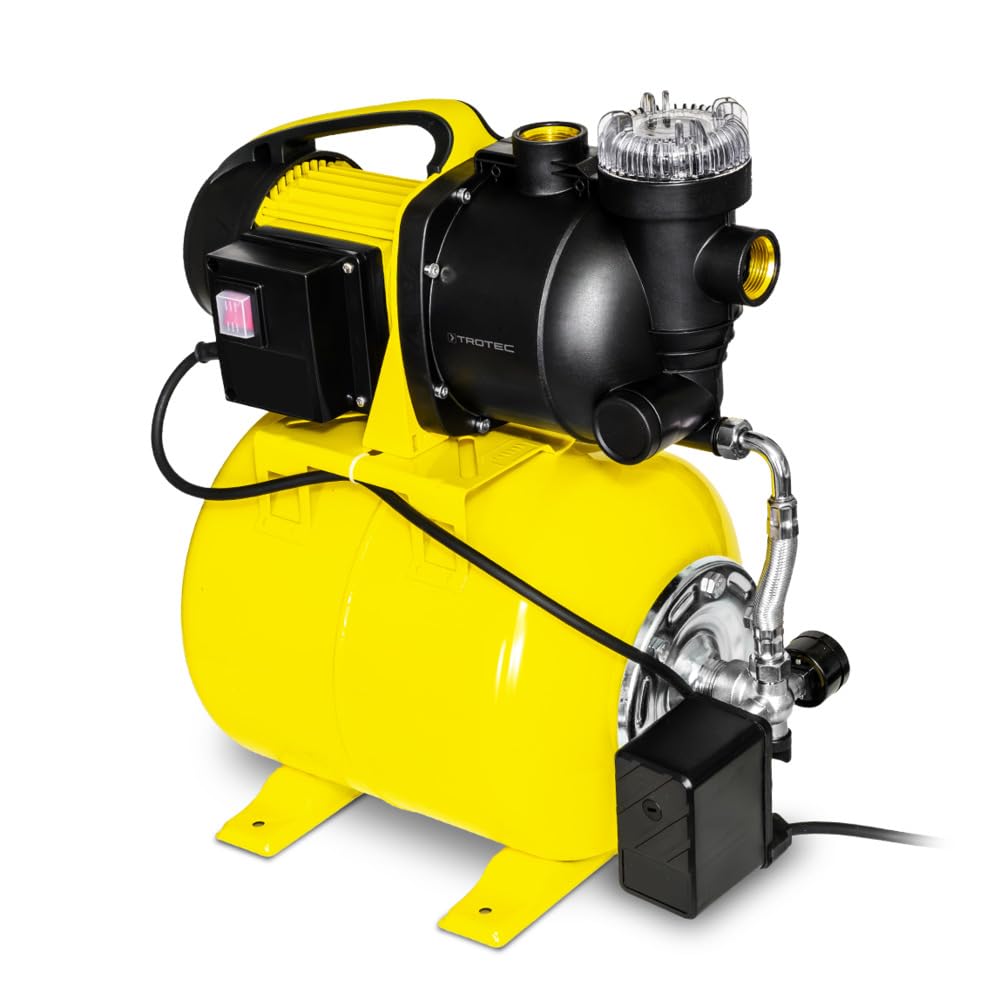 TROTEC TGP 1025 EF Hauswasserwerk mit Vorfilter – Edelstahl, 3.500 l/h, 1.000 W, 30 m Förderhöhe, für Brauchwasser und Garten