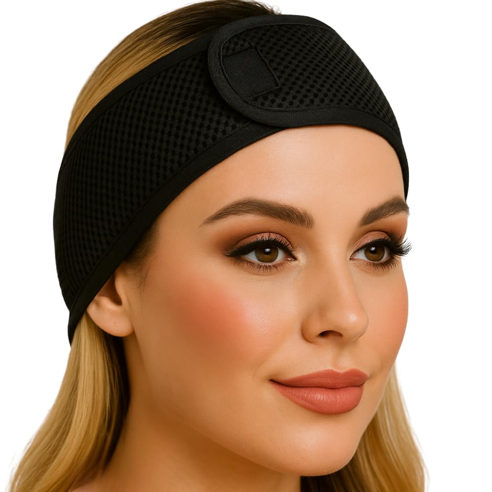 BEYLİNİ Fileli Saç Bandı 2li Set Makyaj Uygulama Cırtlı Hava Alabilir Cilt Bakım Yoga Spa Ter Sporcu Bandana