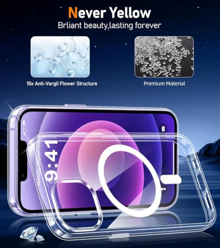 Image of DIZORO Crystal Clear Magnetic Compatible with iPhone 12 /12 Pro Case with Anti-Yellow Anti-Scratch Shockproof Transparent Cover