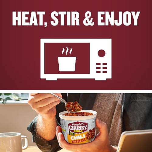 Image of Campbell's Chunky Hot and Spicy Chili With Beans, 15.25 oz Microwavable Bowl (Pack of 3)