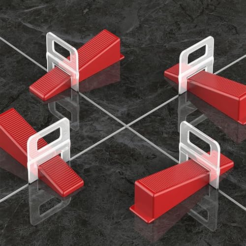 DENUOTOP Fliesen Nivelliersystem 500 Stück Laschen Zuglaschen 1,5 mm Fugenbreite, Verlegesystem Werkzeug für Fliesen Höhe 3-15mm