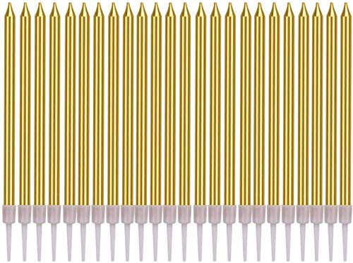 NvWang Velas de Tarta de Cumpleaños,Metálico Velas de Tarta 36 Piezas Delgadas Largas Velas para La Boda Fiesta de Cumpleaños Aniversario de La Despedida de Soltera del Bebé,Dorado Cover