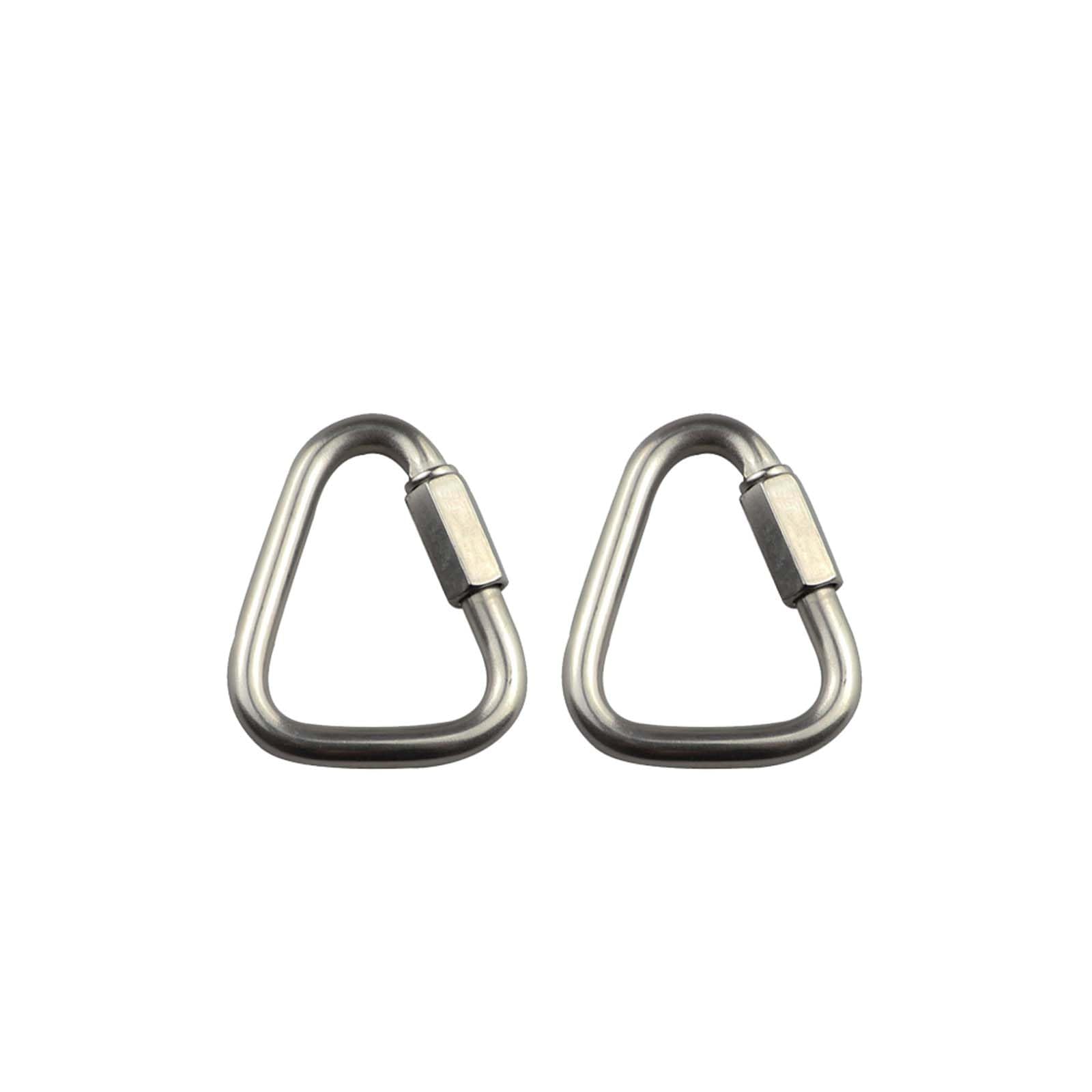 Stainless Steel Carabiner Clip, 2Pcs Triangle Carabiner Buckle Quick Connect Heavy Duty for Camping, Hiking, Traveling, Fishing, Backpack (6mm)