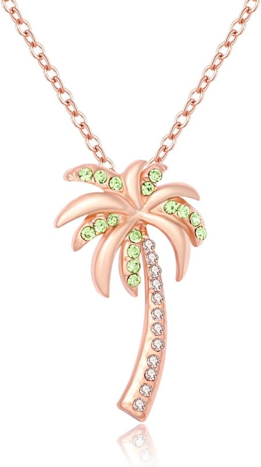 Dainty Crystal Palm Tree Pendant Necklace Summer Style