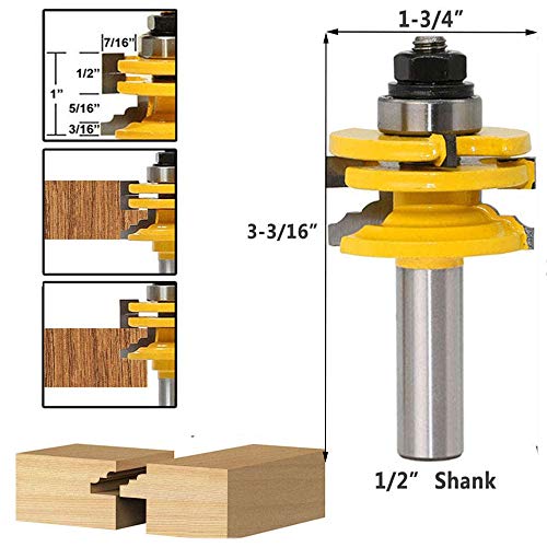 Eyech 1/2" Shank Cabinet Glass Door Rail & Stile Reversible Router Bit Woodworking Cutter Tool #TOP1