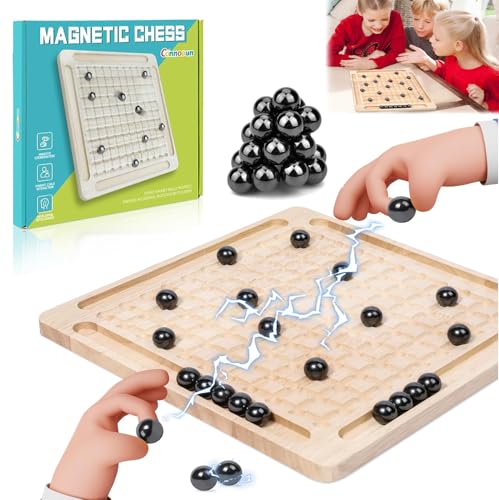 Jogo de xadrez magnético, jogo de mesa com 20 pedras magnéticas, xadrez magnético, Magnetic Chess Game, tabuleiro de xadrez portátil para viajar, diversão educativa interativa para crianças e adultos