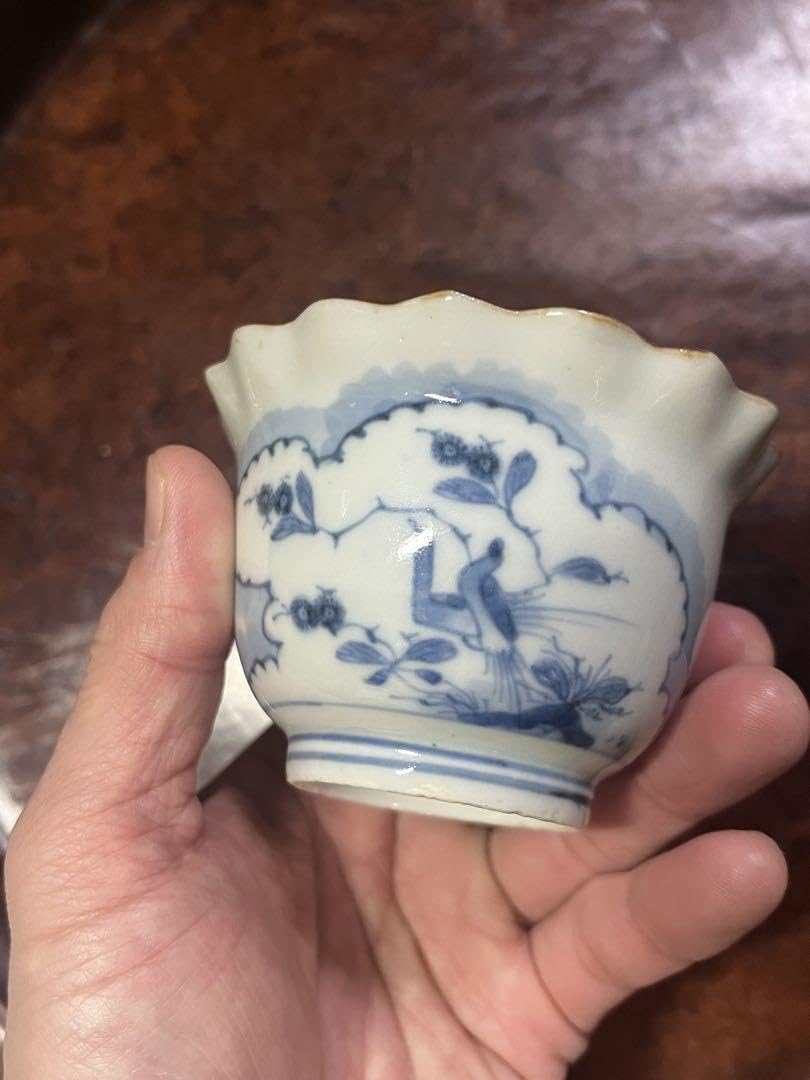 Amazon.co.jp: 古伊万里 無傷完品 蕎麦猪口 双鳥 そばちょこ 民