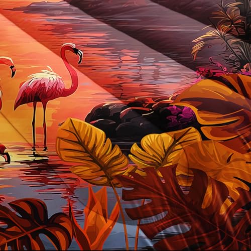 Image of AILONEN Pink Flamingos Comforter Set for Kids Girls Women Bedroom Decor Full Size,3-Piece Beach Sunset Bedding Sets,Hawaiian Style Duvet Set,1 Quilt + 2 Pillowcase,Soft Microfiber