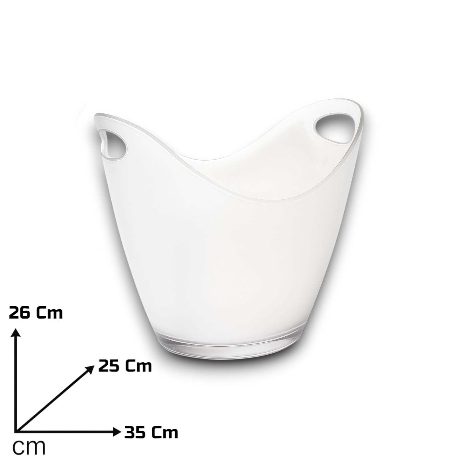 Secchiello per Ghiaccio in Plexiglass Bianco Ovale 35x25x26 cm Fino a 6 Bottiglie Cestello Bouquet Spumanteria Champagneria in Plastica Acrilico Trasparente Bar, Discoteca, Ristorante