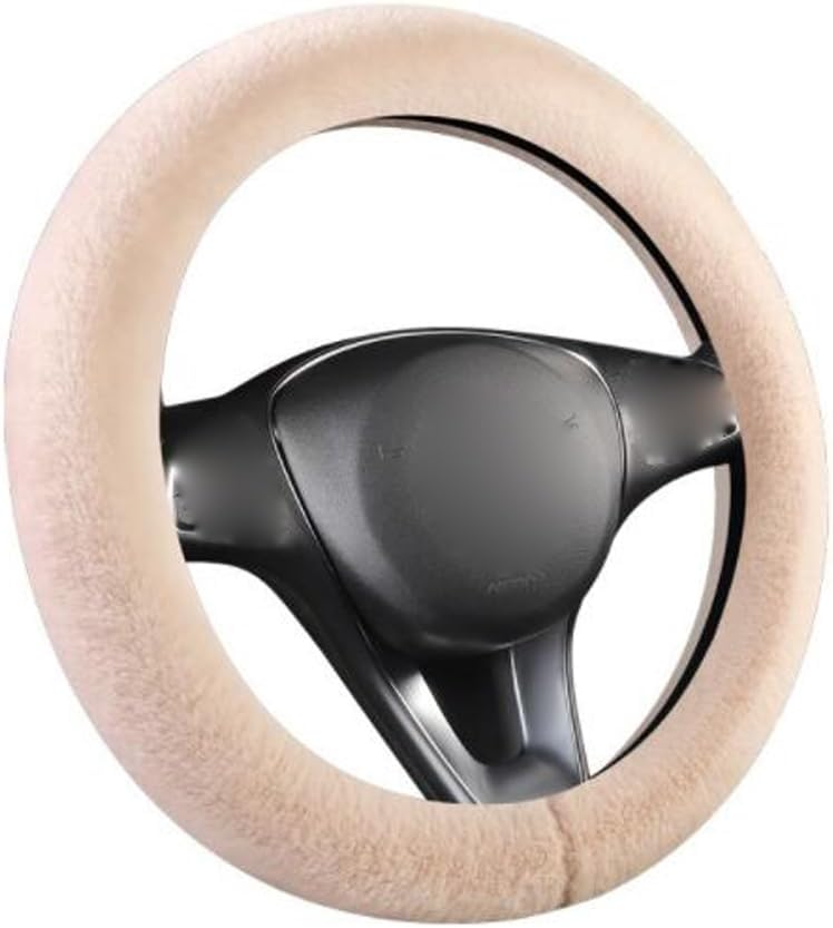 Soft Fuzzy Steering Wheel Cover for Men Women Anti-Slip Fluffy Universal 15 Inch Car Wheel Cover (Pink)