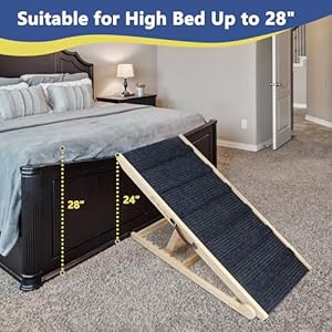Dog Ramp for Bed Couch Wooden Pet Ramp for Large Dogs Adjustable Height 24” Dog Ramp for Bed Couch Wooden Pet Ramp for Large Dogs Adjustable Height 24
