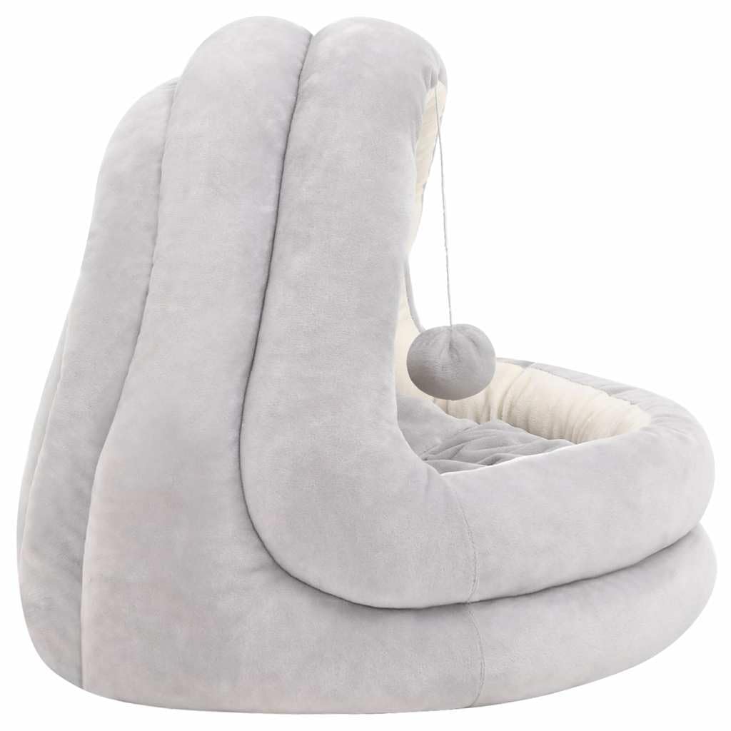 Katzenbett Kuschelbett 40x40x35 cm Grau Creme Fleece Polster Schlafplatz Rückzugsort Höhle für Wohnzimmer Balkon Heizung Sofaecke Warm Bequem Waschbar