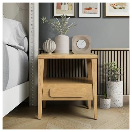 Modern Sustainable Hevea Wood Nightstand