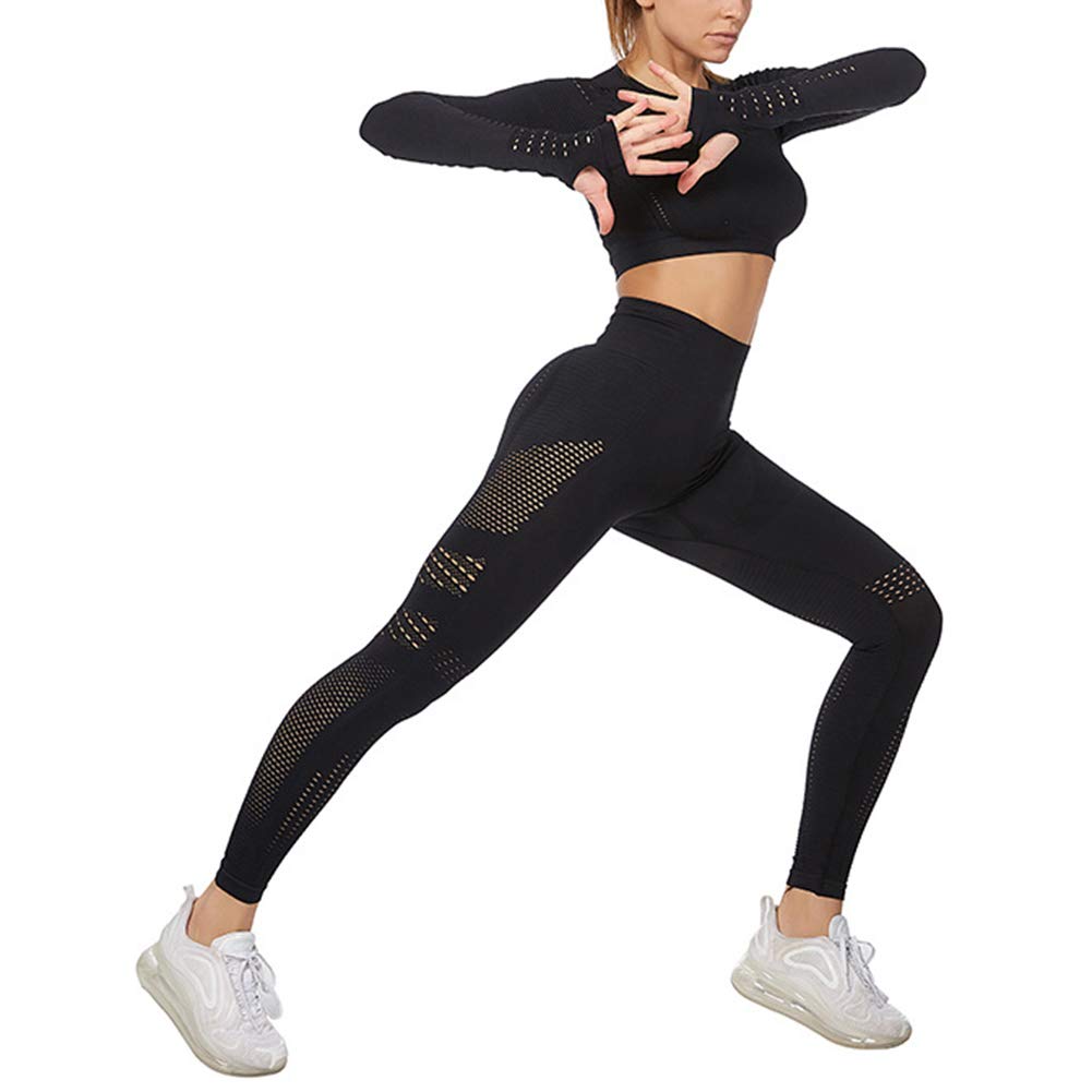 Damen Sportbekleidung Set Yoga Anzug Top und Leggings Stretch Fit Gym Wear Set Trainingsanzüge
