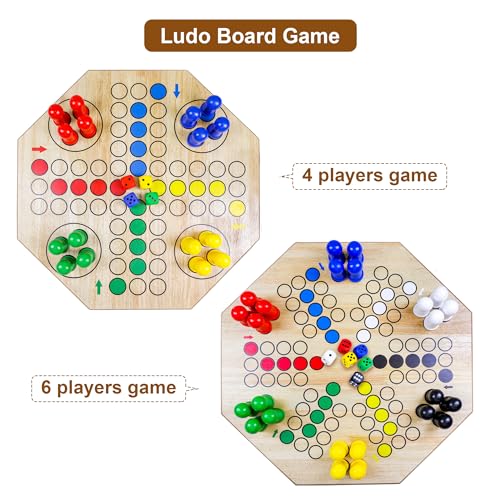 Gothink ET0020-1 20-Inch Extra Jumbo Ludo Game Set Classic Tranditional Strategy Game Giant Double Sided Painted Wooden Ludo Board Game thumb #4