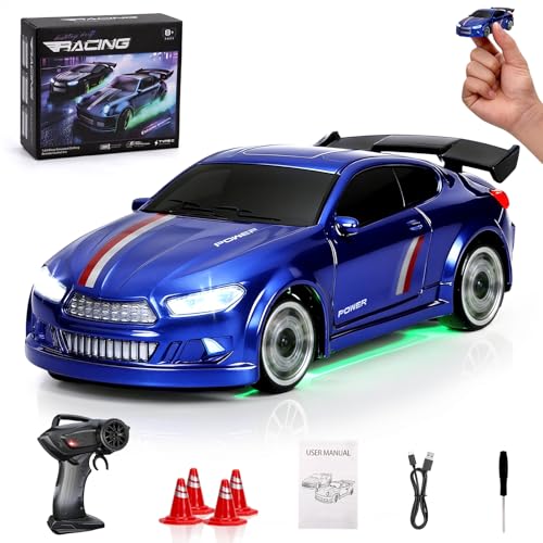 Arnbz Mini RC Drift Car 1/64, Micro Remote Control Car with Led Lighting & Adjustable Dual Speed...