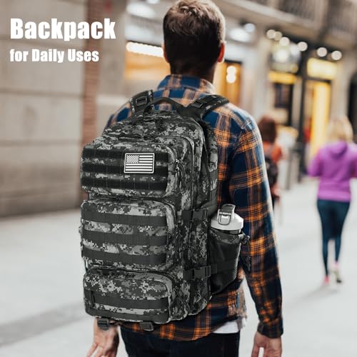 Image of Military Tactical Backpack 50L Large Day Backpack for Men Molle Army 3 Days Assault Pack Bug Out Bag Water Resistant and Heavy Duty Hiking Treeking Rucksack - Black Digital Camo