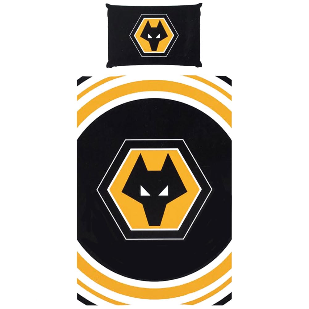 FOCO Officially Licensed Wolverhampton Wanderers FC Football Pulse Single Duvet Cover Bedding Set | Includes Matching Pillowcase | Reversible