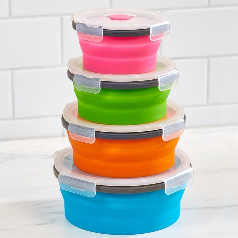 The Lakeside Collection Collapsible Locking Lid Food Storage Round 8-Pc.