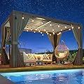 Airwire Pergola 10x12 Ft Louvered Pergola Aluminum Outdoor Pergolas W/Adjustable Roof, Waterproof Curtains and Nets Outdoor Gazebo for Deck,Patio,Backyard and Garden