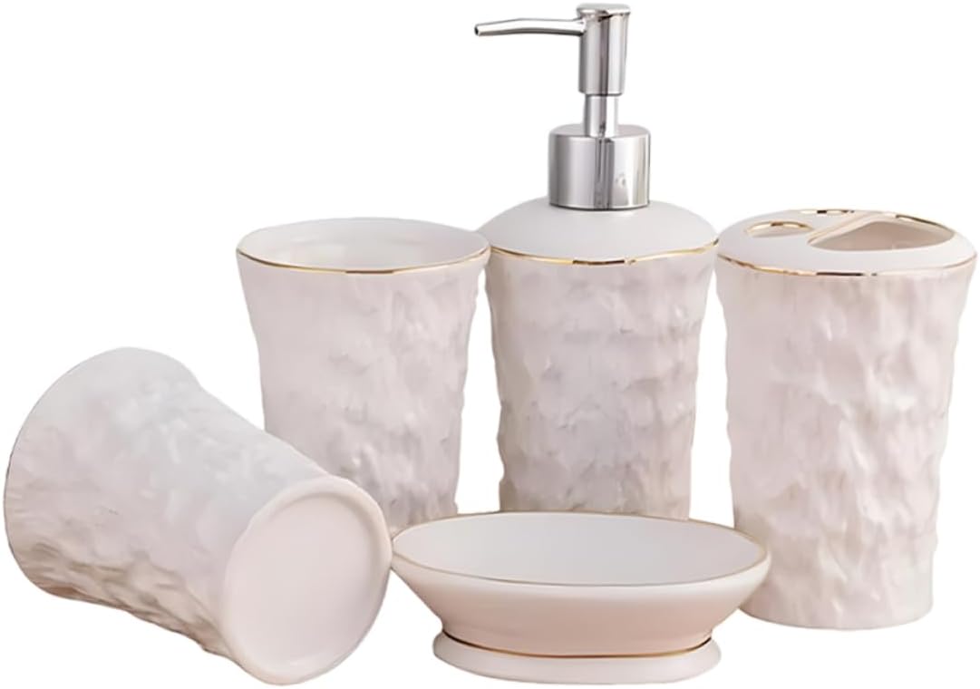 Bathroom Accessories Set Toothbrush Holder Soap Dispenser Soap Dish Countertop Space-Saving Design