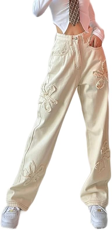 Amazon.com: Y2K - Pantalones de mezclilla de pierna ancha y cintura alta  para mujer, pantalones de mezclilla holgados para adolescentes, niñas y  adolescentes : Ropa, Zapatos y Joyería