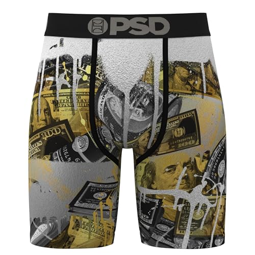 PSD Men's Boxer Briefs - Money Metal, 7 Inch Inseam, Moisture-Wicking, 4-Way Stretch, Boxer Briefs for Men, Medium Multi