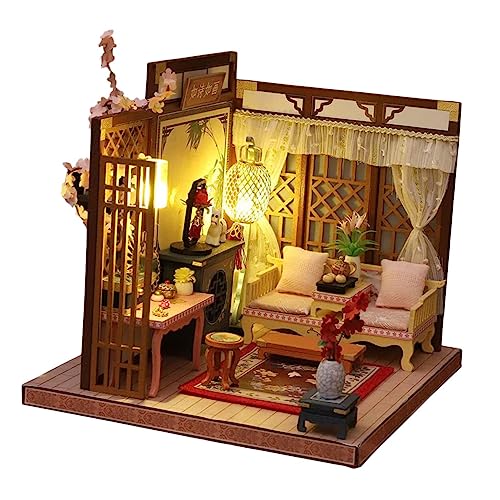TOYANDONA Modelo de casa de muñecas Kit DIY lamparas led casita Madera Toys Model Kit Casas resaltador Acogedor artículo decoración hogar decoración de Mesa Mini casa Decorativa etc.