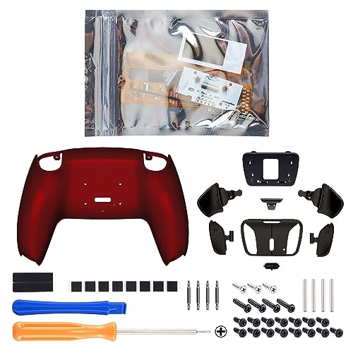 eXtremeRate ps5コントローラー(BDM-030&BDM-040&BDM-050)に対応用純色の金属バージョンRISE4背面リマップキット(RMB)、ps5コントローラー用アップグレードボード&バックシェル&黒い背面ボタン4つ-コントローラーで