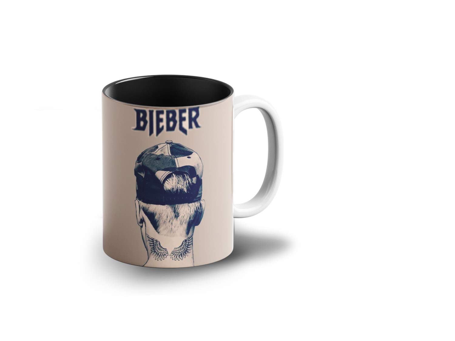 Prink Justin Bieber Inner Black Coffee Mug with Print | Bieber Photo Printed Coffee Mugs | Baby Singer Coffee Mugs | Gift for Friends, Kids, Fans | 330ml, Microwave & Dishwasher Safe