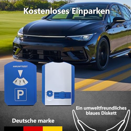 kinoco Parkscheibe mit Eiskratzer - 2 in 1 Parkuhr für Auto und Motorrad INKL. Reifenprofilmesser + Einkaufswagen-Chip | Winter Eiskratzer & Profiltiefenmesser