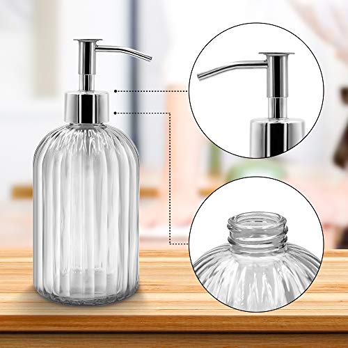 2 Pack Glass Soap Dispenser Bottle with Pump, 14 Oz Refillable Liquid Hand Jar Dispenser for Bathroom, Countertop, Kitchen, Laundry Room (Transparent) - Cosy Home Interiors 2 Pack Glass Soap Dispenser Bottle with Pump, 14 Oz Refillable Liquid Hand Jar Dispenser for Bathroom, Countertop, Kitchen, Laundry Room (Transparent) - Image 3