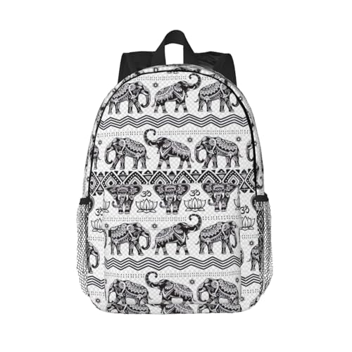 JGHHOUN Zaino alla moda con stampa di elefante bohémien, leggero, per laptop, scuola, viaggi, università, uso quotidiano
