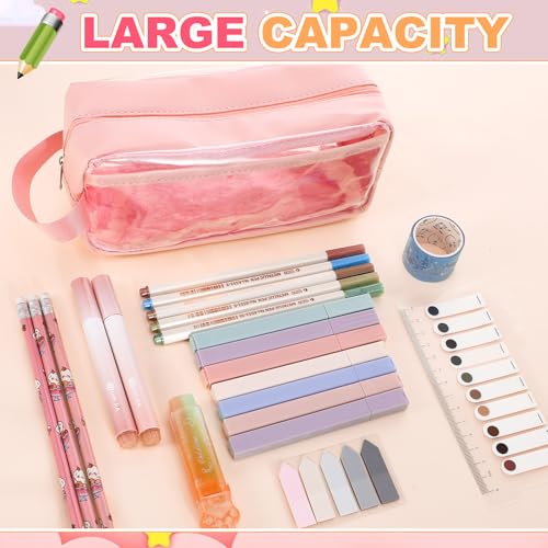 Clear Pencil Case,Clear Exam Pencil Case,Waterproof PVC Zippered Toiletries Storage Pouch,Travel Luggage Pouch Make Up Cosmetic Bag,Pack of 2 - Image 2