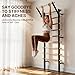 GMWD Swedish Ladder, Wood Stall Bar, Suspension Trainer with Pull-Up Bar and Dip Bar Attachments, Wooden Stall Bar with 9 Strategic Rods for Core Strengthening and Stretching Balanced
