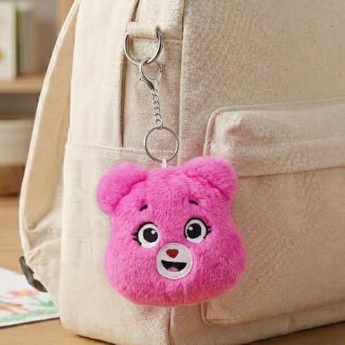 Image of Mirada Smiley Face Keychain Plush Soft Toy - Magenta Mini Stuffed Gift for Kids, Girls & Boys - 12cm