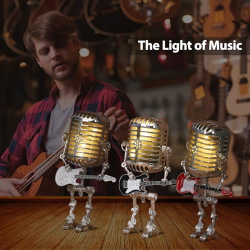 Lampe robot guitare jaune pour studio de musique et salon - 5