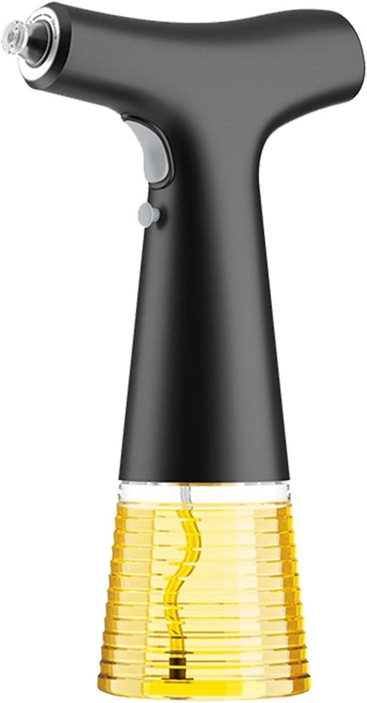 Rociador de aceite eléctrico, rociador de aceites de oliva para cocinar, botella de spray de aceite de oliva de 240 ml, atomización ajustable y modos dobles para hornear barbacoa (color negro)