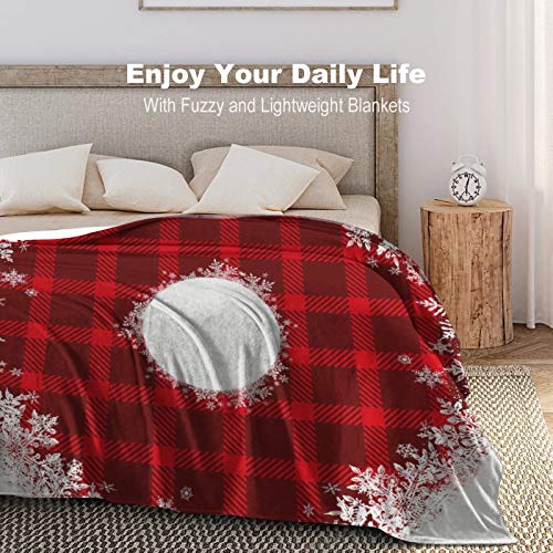 Btrada Fleece Flannel Throw Blanket Fade Resistant Air-Conditioned Quilts Multipurpose Fluffy Blanket Rustic Tartan Plaid Snowflake Pattern Bed Throws For Adults Kids, 40 X 50 Inches #TOP3