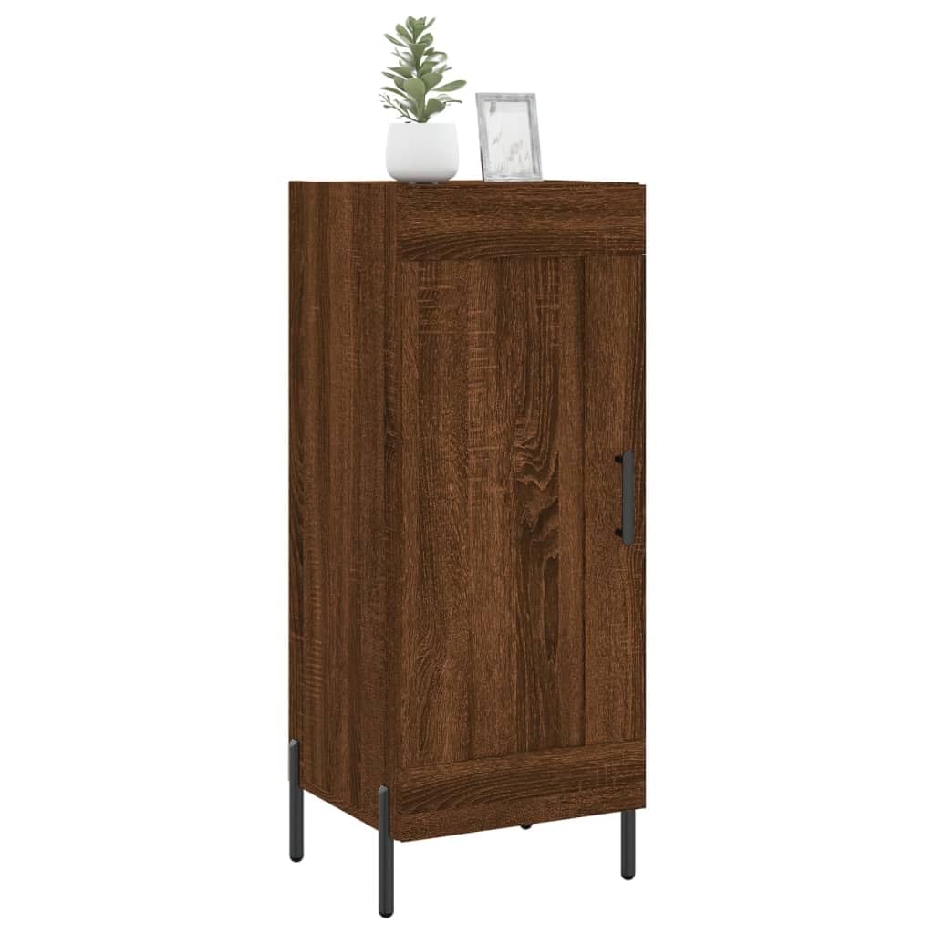 Kredens o wyglądzie dębu, materiał drewnopochodny z metalowymi nogami, 34,5 x 34 x 90 cm, komoda do salonu z 3 półkami, szafa do salonu, do korytarza, jadalni, szafki pomocniczej i kredens