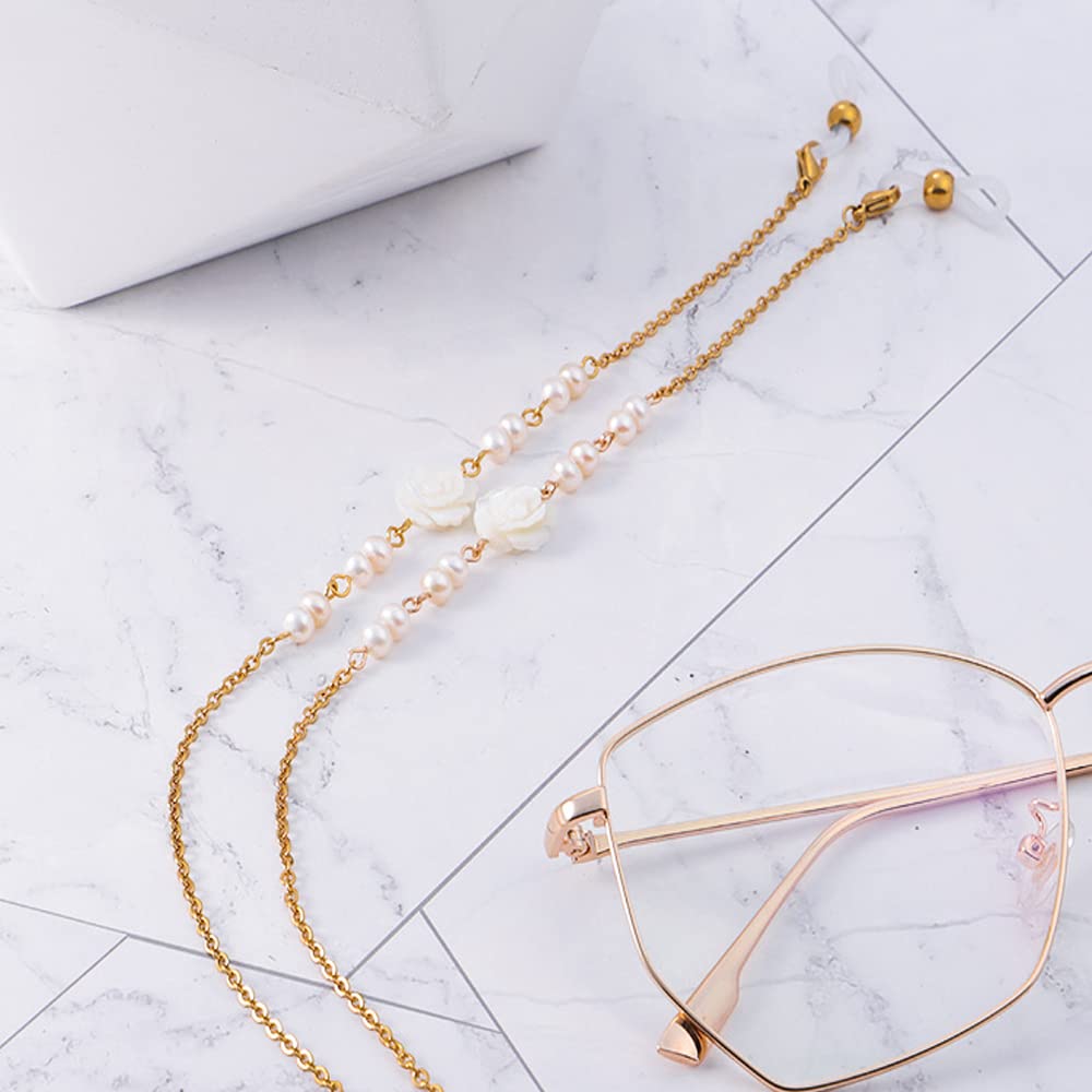Brillenkordel, Brillenkordel, Brillenkette for Damen, Perlen-Brillenhalterkette, Lesebrillenhalter