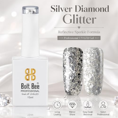 Image of BOLT BEE 15ML Gel Nail Polish 1Pc Clear Pink Glitter Nail Polish Soak Off UV LED Nail Gel Polish Nail Art Starter Manicure Salon DIY at Home, 0.5 OZ (1) (103)