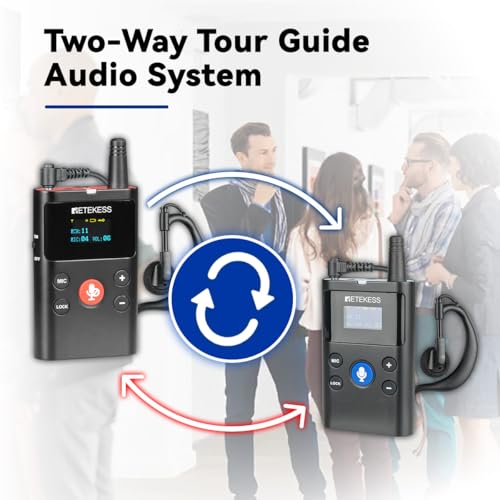 Sistema inalámbrico de guía turística Retekess TT126 de dos vías, dispositivos de comunicación para fábricas (2 transmisores y 22 receptores), alcance de 280 m / 919 pies, calidad de sonido clara miniatura 2