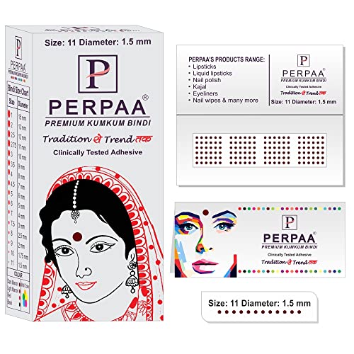 Image of PERPAA Kumkum Dark Maroon Round Bindi Book for Ladies Forehead Pack of 2-15 Flaps Each Box (Stick On) (11, Diameter 1.5mm)